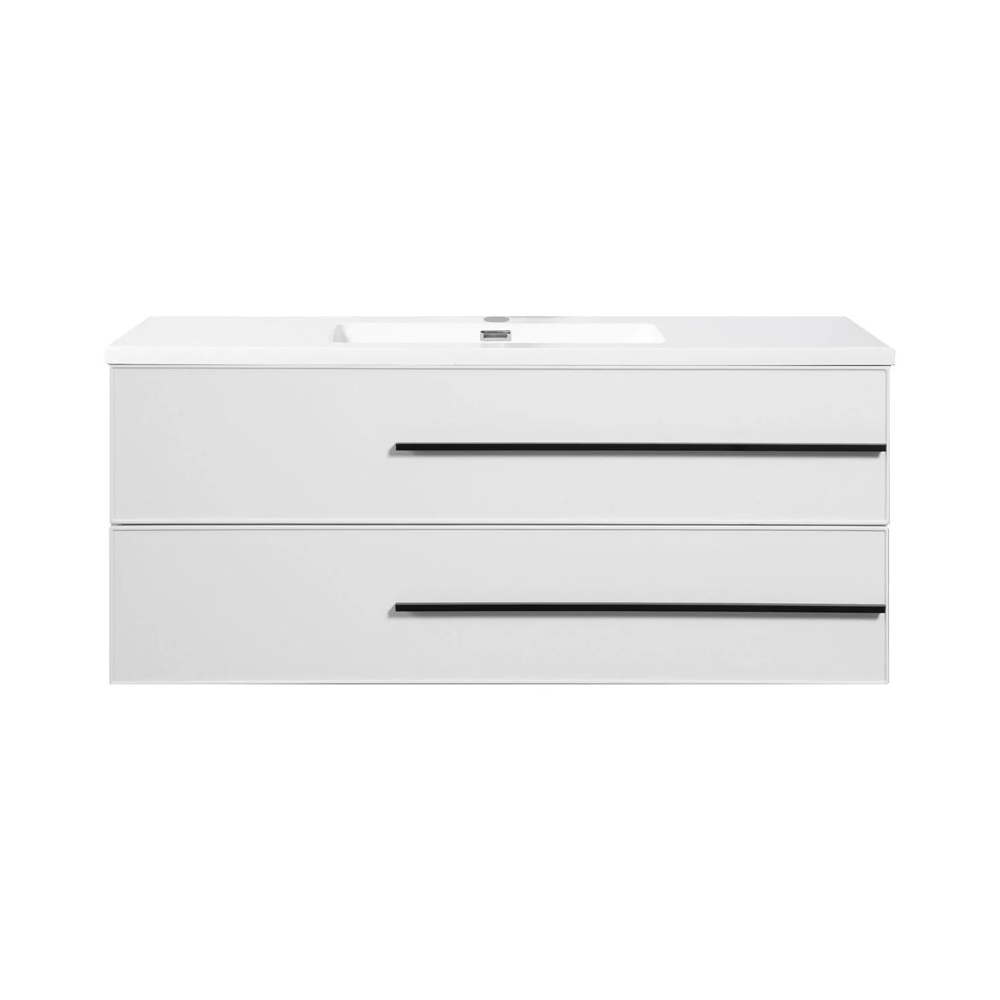 Bella 48" W Wall-Mounted White Vanity with Sink Top | LessCare